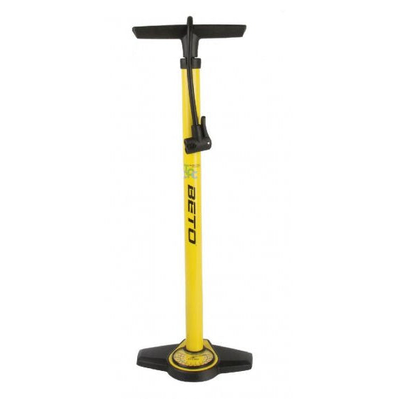 BETO STEEL FLOOR PUMP WITH DOUBLE HEAD YELLOW/BLACK