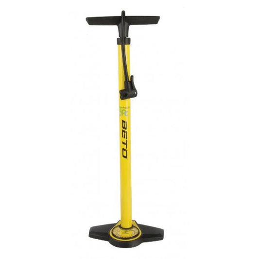 BETO STEEL FLOOR PUMP WITH DOUBLE HEAD YELLOW/BLACK